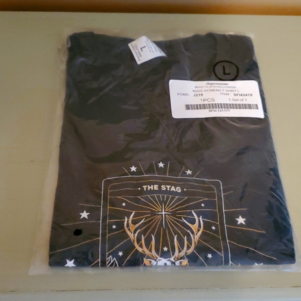 Jagermeister Black Tee with Gold Stag Graphic